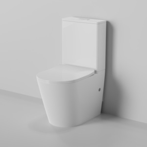 Mezzio Rimless Two-pieces, Back to Wall Toilet Suite, Square Chrome Button