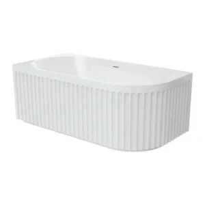 Eleanor Fluted Corner Bath RH Gloss White Acrylic Bath