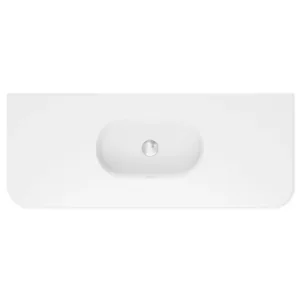 Lola 1200 Curved Ceramic Basin Top w Overflow SGL Bowl 1200x460 NTH Matte White